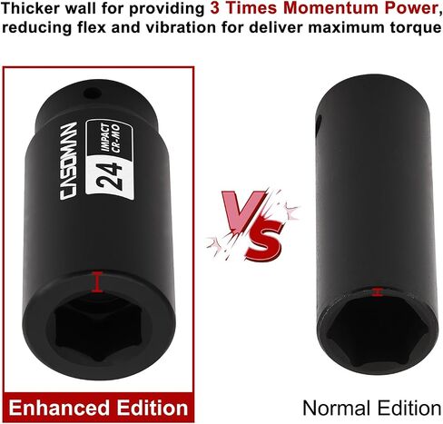 CASOMAN 1/2"Drive 19mm Crank Bolt Socket for Honda, Harmonic Balancer Socket, 3 Times Momentum Power of Standard Impact Sockets, CR-MO in Kuwait