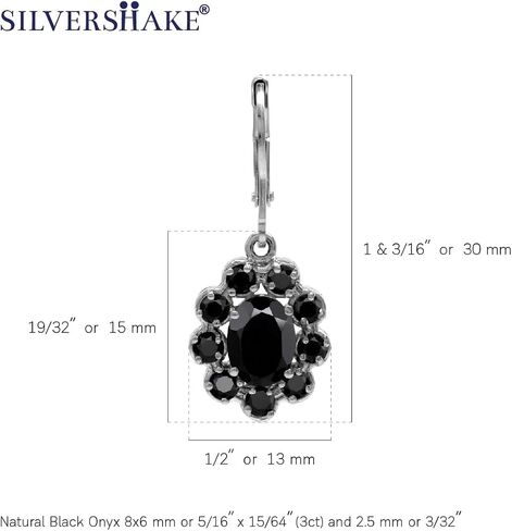 Silvershake الأحجار الكريمة الأصلية 925 فضة زهرة العنقودية Leverback قطرة استرخى أقراط مجوهرات للنساء ملابس الأعمال in Saudi Arabia