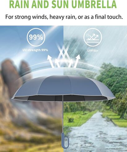 Large UV Protection Travel Inverted Umbrella Compact Windproof for Rain and Sun UPF 50+ Oversized Easy Auto Open Close Umbrella,Strongest Windproof Travel Umbrella With Loop Handle, Fits Car & Backpack in Saudi Arabia