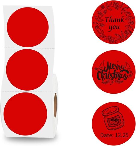 Thermal Labels,2 Inch Kraft Paper Color Round Thermal Printer Stickers,Self-Adhesive Round Direct Thermal Labels,Thermal Stickers for DIY Logo Design,Name Tag (500/Roll） in Kuwait