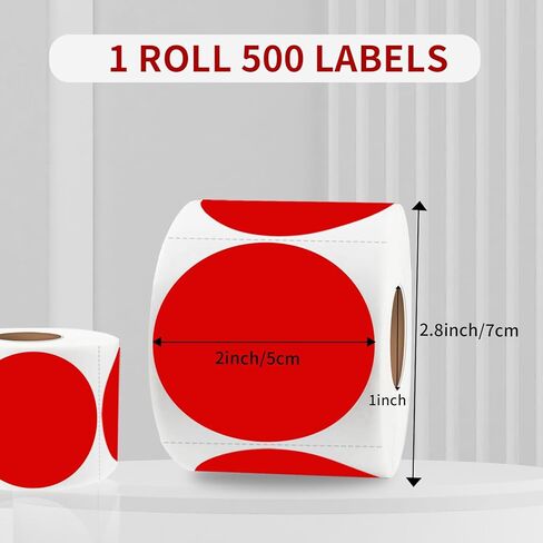 Thermal Labels,2 Inch Kraft Paper Color Round Thermal Printer Stickers,Self-Adhesive Round Direct Thermal Labels,Thermal Stickers for DIY Logo Design,Name Tag (500/Roll） in Kuwait