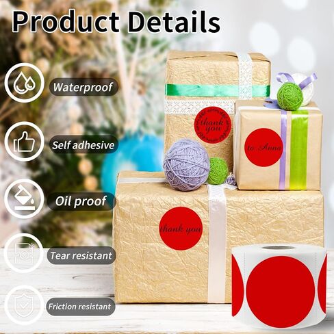 Thermal Labels,2 Inch Kraft Paper Color Round Thermal Printer Stickers,Self-Adhesive Round Direct Thermal Labels,Thermal Stickers for DIY Logo Design,Name Tag (500/Roll） in Kuwait