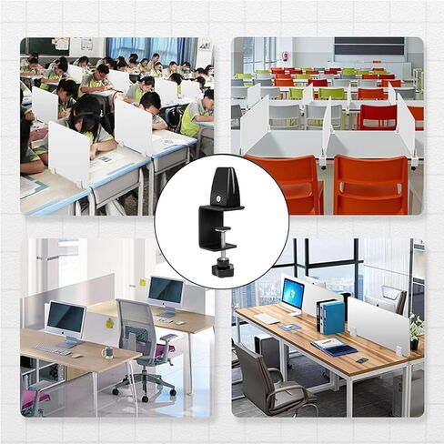 6-Pack Sneeze Guard Clamps for 1/8" to 1" Thick Panels, Adjustable Desk Partition Clips, Desk Privacy Panel Clips for Office and Home Use, Black in Saudi Arabia