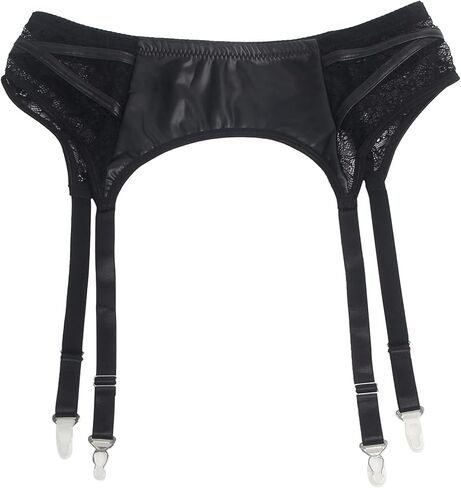 حزام رباط أسود من Ohyeah لجوارب الفخذ العليا 4 أشرطة عتيقة حزام تعليق قابل للتعديل مقاس كبير S-M in Kuwait