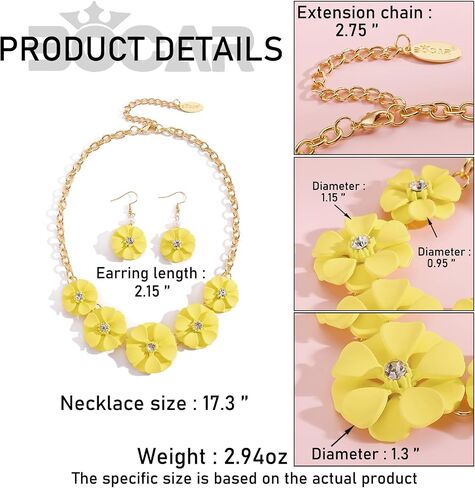 Bocar Flower Collar Necklace and Earrings Jewelry Set Statement Floral Choker Jewelry Set Women Gift in Kuwait