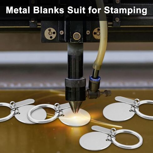 OGANAZI 60 PCS Stainless Steel Keychain Blanks, 1.2 Inch Round Metal Stamping Blanks for Engraving, Laser Engraving Blank Key Ring Tags with Hole Unfinished Hanging Tags for DIY Gift, Craft, Dog Tags in Saudi Arabia
