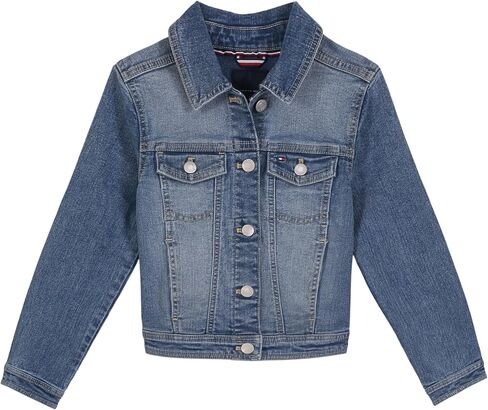 جاكيت جينز كلاسيكي للفتيات من Tommy Hilfiger، معطف من الدنيم مع شعار مطرز وجيوب أمامية in Saudi Arabia