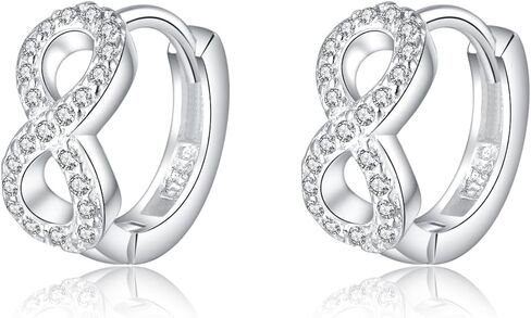 SLUYNZ Sterling Silver CZ Infinity Hoop Earring for Women Teens CZ Small Hoop Earrings Huggie in Saudi Arabia