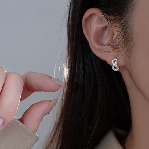 SLUYNZ Sterling Silver CZ Infinity Hoop Earring for Women Teens CZ Small Hoop Earrings Huggie in Saudi Arabia