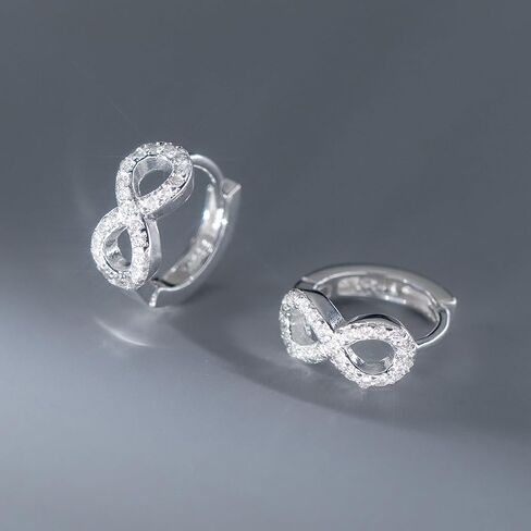 SLUYNZ Sterling Silver CZ Infinity Hoop Earring for Women Teens CZ Small Hoop Earrings Huggie in Saudi Arabia