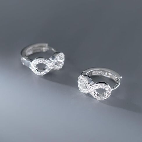 SLUYNZ Sterling Silver CZ Infinity Hoop Earring for Women Teens CZ Small Hoop Earrings Huggie in Saudi Arabia