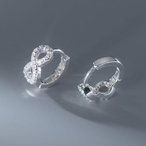 SLUYNZ Sterling Silver CZ Infinity Hoop Earring for Women Teens CZ Small Hoop Earrings Huggie in Saudi Arabia