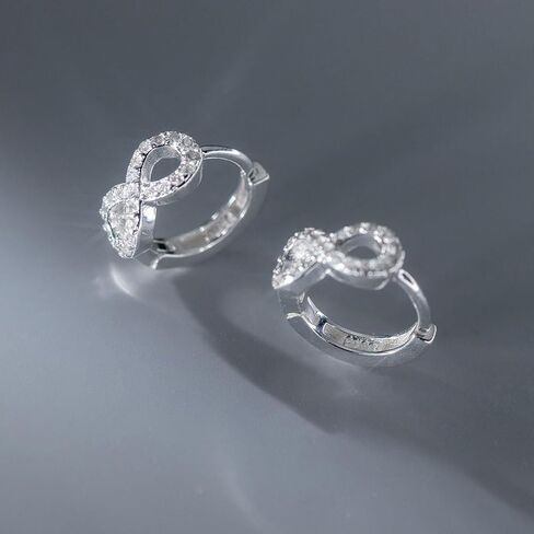 SLUYNZ Sterling Silver CZ Infinity Hoop Earring for Women Teens CZ Small Hoop Earrings Huggie in Saudi Arabia