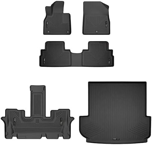 Husky Liners Weatherbeater Floor Mats | Fits 2020-2024 Kia Telluride | Front & 2nd Row, 3-pc Black - 95691 in Saudi Arabia