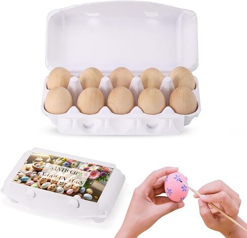 Fake Eggs, 10 Count Unpainted Wooden Easter Eggs for Painting and Crafts,Food Toys for Kitchen Play and Room Decor, Eggs for Nesting Boxes, Poultry Incubators in Saudi Arabia