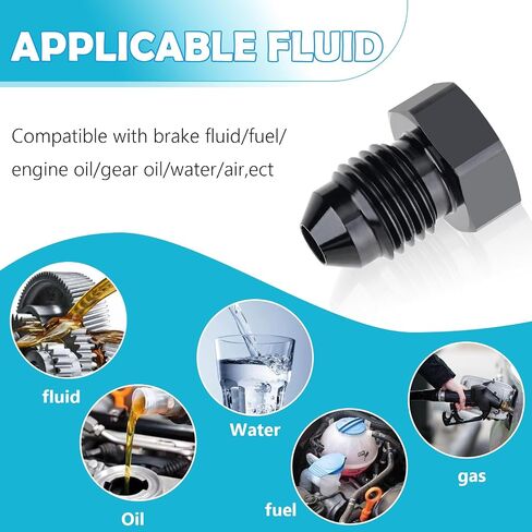 4AN Male Flare Blanking Plug Fitting Adapter Hex Head Plug，7/16-20 UNF Black Aluminum Anodized（ Pack of 1）. in Saudi Arabia