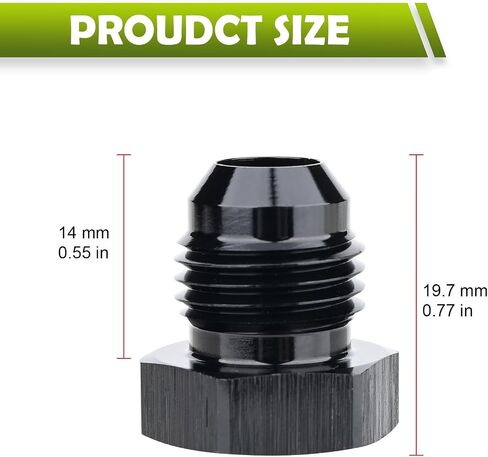 4AN Male Flare Blanking Plug Fitting Adapter Hex Head Plug，7/16-20 UNF Black Aluminum Anodized（ Pack of 1）. in Saudi Arabia