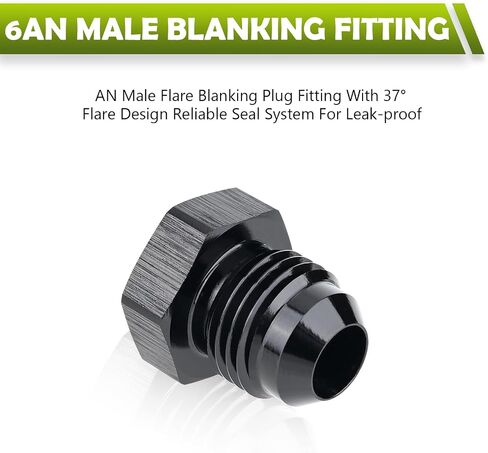 4AN Male Flare Blanking Plug Fitting Adapter Hex Head Plug，7/16-20 UNF Black Aluminum Anodized（ Pack of 1）. in Saudi Arabia
