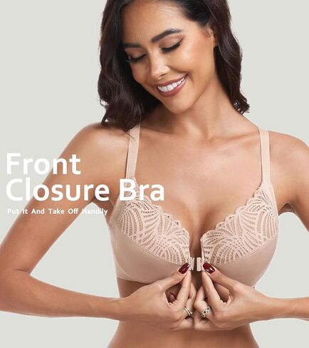 HACI Women's Front Closure Bra Underwire Unpadded T-Back Plus Size Lacy Full Coverage Racerback T-Shirt Unlined in Saudi Arabia