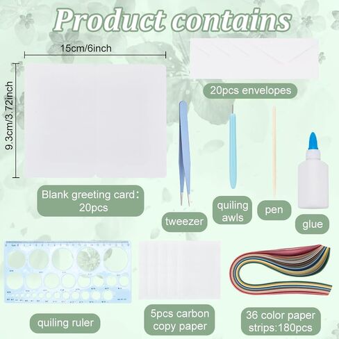 WEBEEDY 20 Sets DIY Quilling Card Kit with Instruction Flowers Greeting Card Making Kit 36 Colors Strips DIY Paper Quilling Kit for Birthday,Holiday,Valentine's Day,Anniversary,Wedding Party Gift in Saudi Arabia