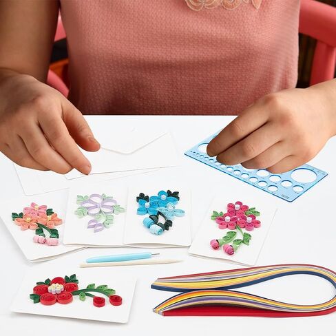 WEBEEDY 20 Sets DIY Quilling Card Kit with Instruction Flowers Greeting Card Making Kit 36 Colors Strips DIY Paper Quilling Kit for Birthday,Holiday,Valentine's Day,Anniversary,Wedding Party Gift in Saudi Arabia