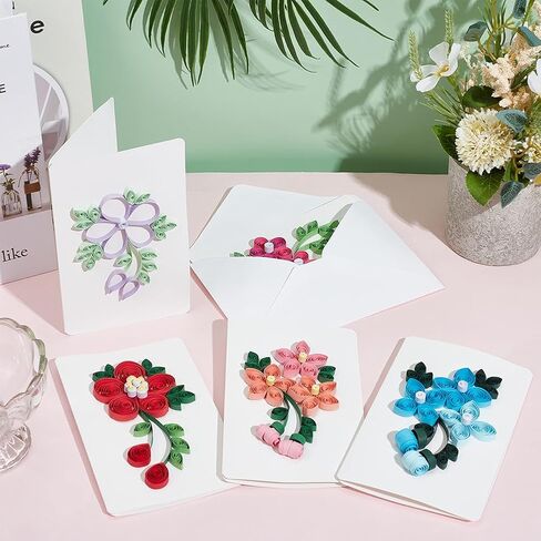 WEBEEDY 20 Sets DIY Quilling Card Kit with Instruction Flowers Greeting Card Making Kit 36 Colors Strips DIY Paper Quilling Kit for Birthday,Holiday,Valentine's Day,Anniversary,Wedding Party Gift in Saudi Arabia
