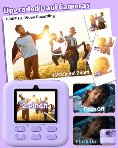 Mgaolo Kids Camera طباعة فورية للصور، ألعاب كاميرا رقمية للأطفال هدية مع فيديو عالي الدقة للفتيات والأولاد من عمر 3 إلى 12 عامًا، هدية عيد الميلاد لعيد الميلاد للأطفال بعمر 3 4 5 6 7 8 9 سنوات (بنفسجي) in Saudi Arabia