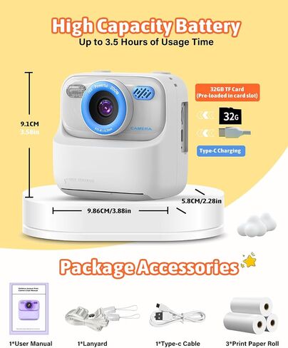 Mgaolo Kids Camera طباعة فورية للصور، ألعاب كاميرا رقمية للأطفال هدية مع فيديو عالي الدقة للفتيات والأولاد من عمر 3 إلى 12 عامًا، هدية عيد الميلاد لعيد الميلاد للأطفال بعمر 3 4 5 6 7 8 9 سنوات (بنفسجي) in Saudi Arabia