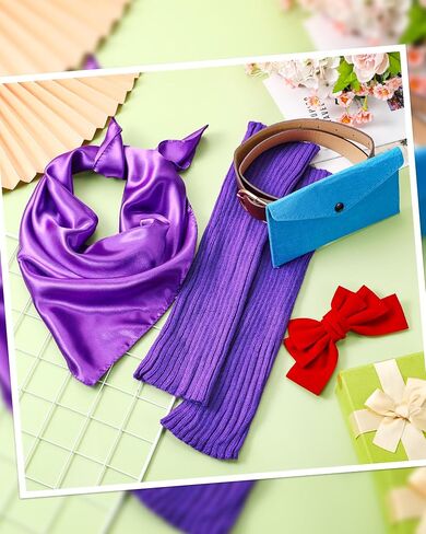 Geyoga 5 Pcs Halloween Costume Accessory Women Cosplay Costume Include Purple Neckerchief, Leg Warmers, Red Bow Hairpin, Brown Leather Belt, Blue Felt Pouch for Women Girl Anime Halloween Cosplay in Saudi Arabia