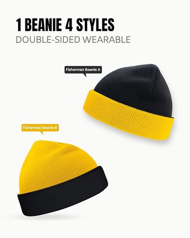 Rosoz Reversible Unisex Knitted Winter Beanie Skull Cuffed Warm Soft Hat for Men and Women Ski Watch Cap in Saudi Arabia