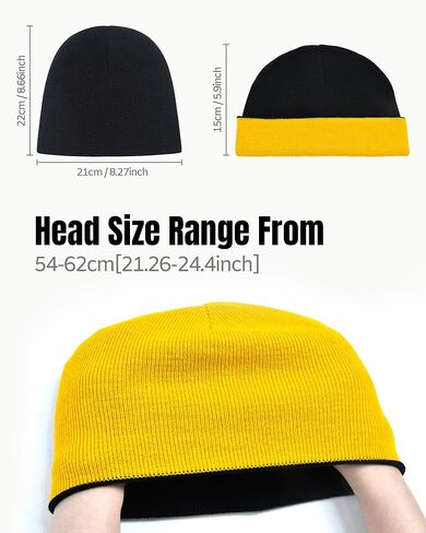 Rosoz Reversible Unisex Knitted Winter Beanie Skull Cuffed Warm Soft Hat for Men and Women Ski Watch Cap in Saudi Arabia