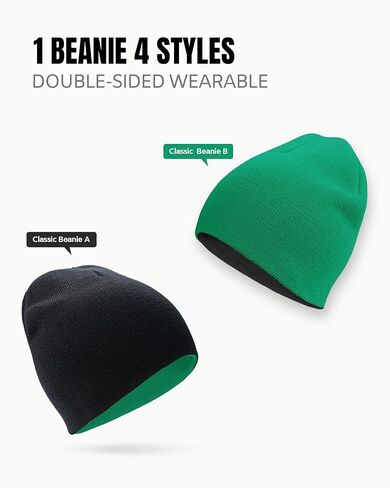 Rosoz Reversible Unisex Knitted Winter Beanie Skull Cuffed Warm Soft Hat for Men and Women Ski Watch Cap in Saudi Arabia