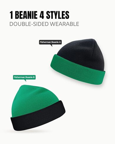 Rosoz Reversible Unisex Knitted Winter Beanie Skull Cuffed Warm Soft Hat for Men and Women Ski Watch Cap in Saudi Arabia
