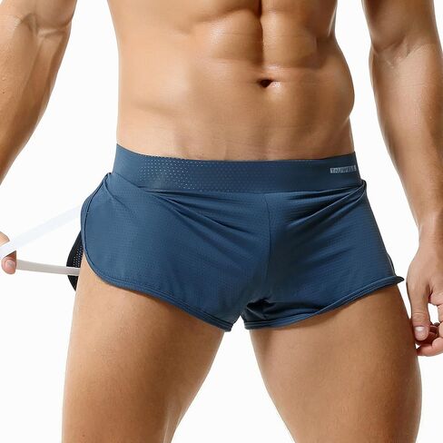 Men's Breathable Active Shorts Workout Gym Athletic Split Sides Trunks Lounge Boxers Underwear Sleep Bottoms in Kuwait