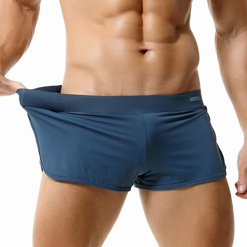 Men's Breathable Active Shorts Workout Gym Athletic Split Sides Trunks Lounge Boxers Underwear Sleep Bottoms in Kuwait