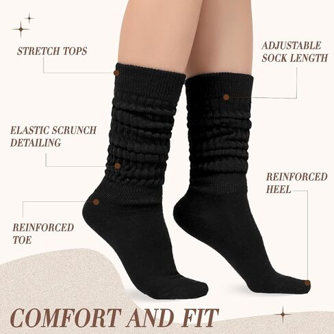 Women's Scrunch Socks 3 Pairs Warm Frilly Knit Crew Socks Soft Thick High Booot Socks Gym Long Tube Socks in Saudi Arabia