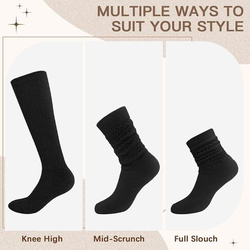 Women's Scrunch Socks 3 Pairs Warm Frilly Knit Crew Socks Soft Thick High Booot Socks Gym Long Tube Socks in Saudi Arabia