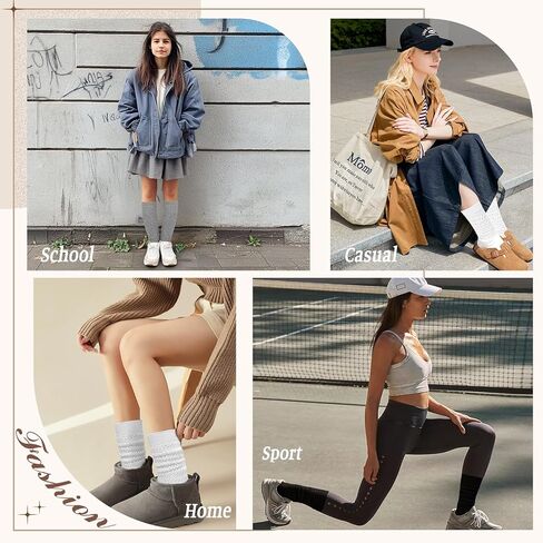 Women's Scrunch Socks 3 Pairs Warm Frilly Knit Crew Socks Soft Thick High Booot Socks Gym Long Tube Socks in Saudi Arabia