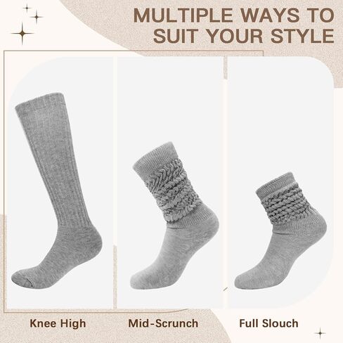 Women's Scrunch Socks 3 Pairs Warm Frilly Knit Crew Socks Soft Thick High Booot Socks Gym Long Tube Socks in Saudi Arabia