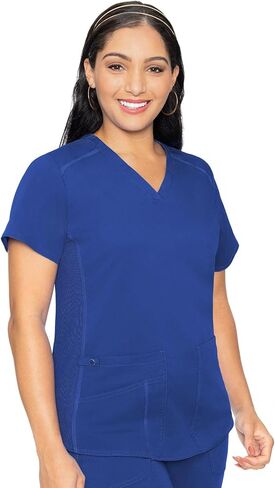 Med Couture Scrub Set for Women, 11 Pockets with V-Neck Scrub Top MC7459 and Comfortable Scrub Pants, MC7739, Royal - L Top/L Pant in Saudi Arabia