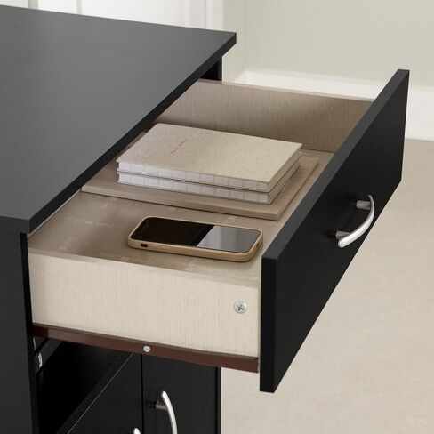 South Shore 2-Door Printer Stand with Storage on Wheels, Pure Black, 19 75 L x 26 W x 27 25 H, in Saudi Arabia