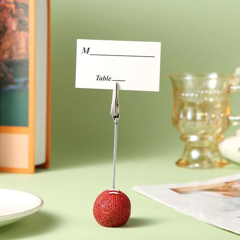 12pcs Resin Ball Base Memo Clips, Table Card Holders with Alligator Clips Table Picture Holder Place Card Stands Table Number Card Photo Holders for Sports Wedding Party Office Decor(Football) in Saudi Arabia