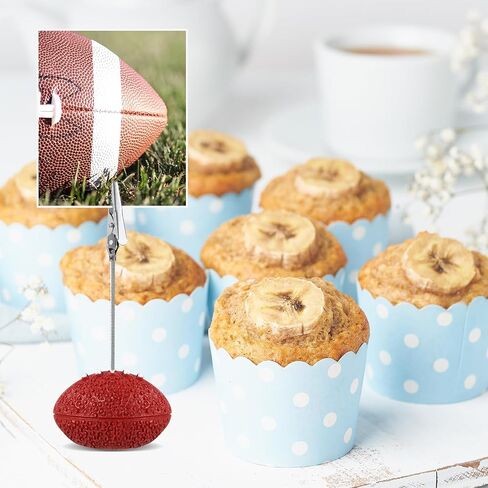 12pcs Resin Ball Base Memo Clips, Table Card Holders with Alligator Clips Table Picture Holder Place Card Stands Table Number Card Photo Holders for Sports Wedding Party Office Decor(Football) in Saudi Arabia