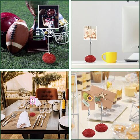 12pcs Resin Ball Base Memo Clips, Table Card Holders with Alligator Clips Table Picture Holder Place Card Stands Table Number Card Photo Holders for Sports Wedding Party Office Decor(Football) in Saudi Arabia
