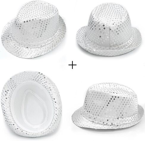 3 Pieces Sequin Fedora Hat Unisex Western Dance Jazz Hat Shining Disco Cap in Saudi Arabia