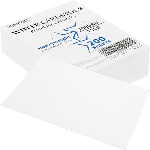 50 Sheets White Cards Blank - 5''x7'' White Card Stock 200gsm/75lb Thick Paper Cardstock, Heavy CardStock Blank for Wedding Invitations, Index Cards, Greeting, Note - PAP07200050 in Kuwait