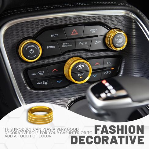 3PCS AC Air Conditioner Switch Button Knob Cover, Radio Volume Control Knob Decals, A/C Decal Trim Rings, Auto Interior Decor Accessories for Challenger Durango 2015-2022 (Black) in Saudi Arabia