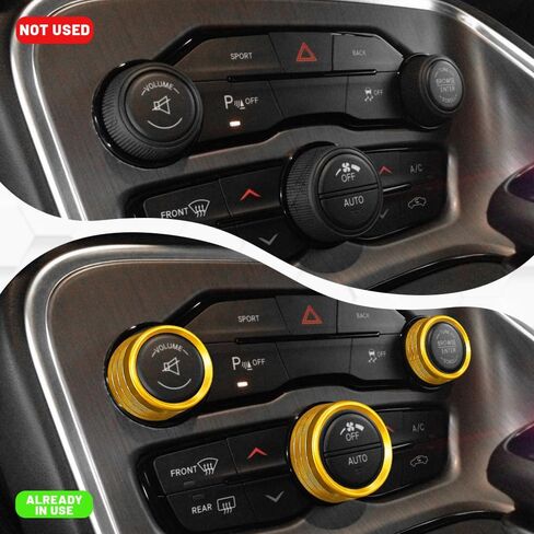 3PCS AC Air Conditioner Switch Button Knob Cover, Radio Volume Control Knob Decals, A/C Decal Trim Rings, Auto Interior Decor Accessories for Challenger Durango 2015-2022 (Black) in Saudi Arabia