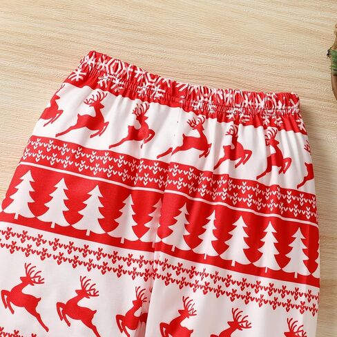 الأصغر سنا شجرة عيد الميلاد الفتيات الصغيرات ملابس طويلة الأكمام تزلف القمم + الأحمر منقوشة السراويل الرنة الملابس مجموعات 2 قطعة in Kuwait