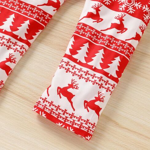 الأصغر سنا شجرة عيد الميلاد الفتيات الصغيرات ملابس طويلة الأكمام تزلف القمم + الأحمر منقوشة السراويل الرنة الملابس مجموعات 2 قطعة in Kuwait